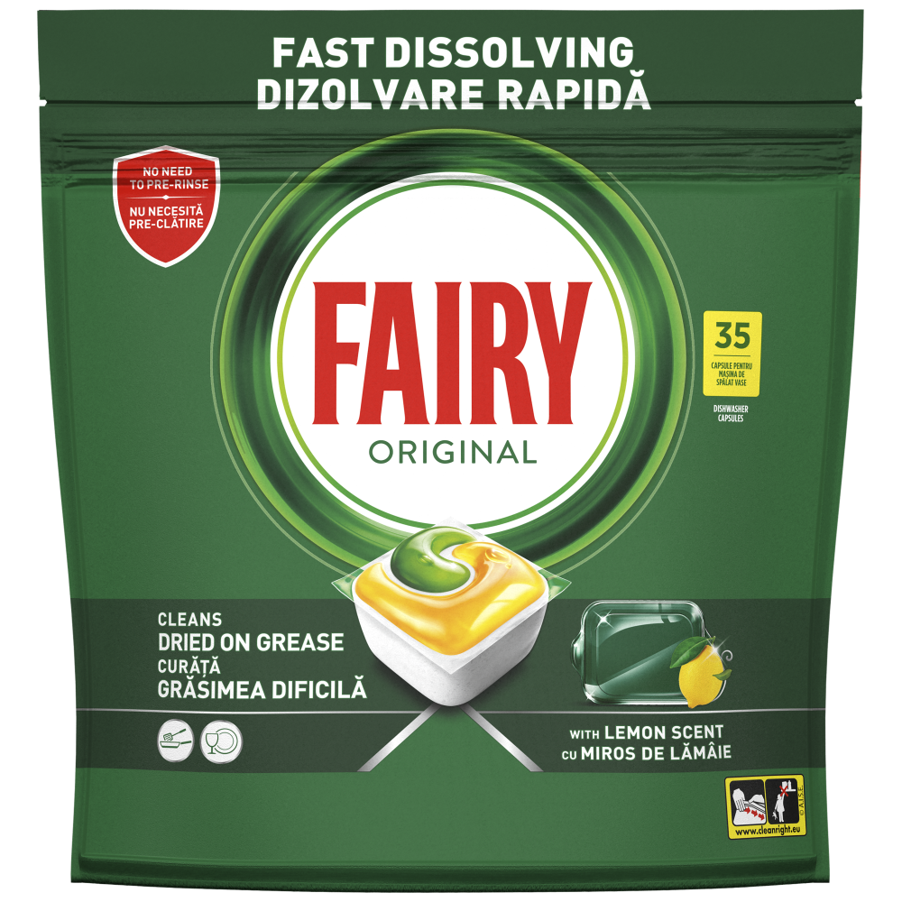Fairy Ταμπλέτες Πλυντηρίου Πιάτων Original Λεμόνι 35τεμ