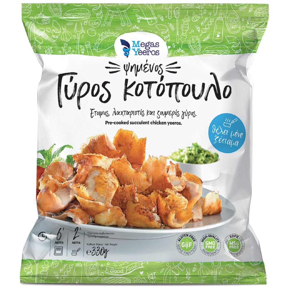 Mega Yeeros Γύρος Κοτόπουλο Χωρίς Γλουτένη Κατεψυγμένος 330gr