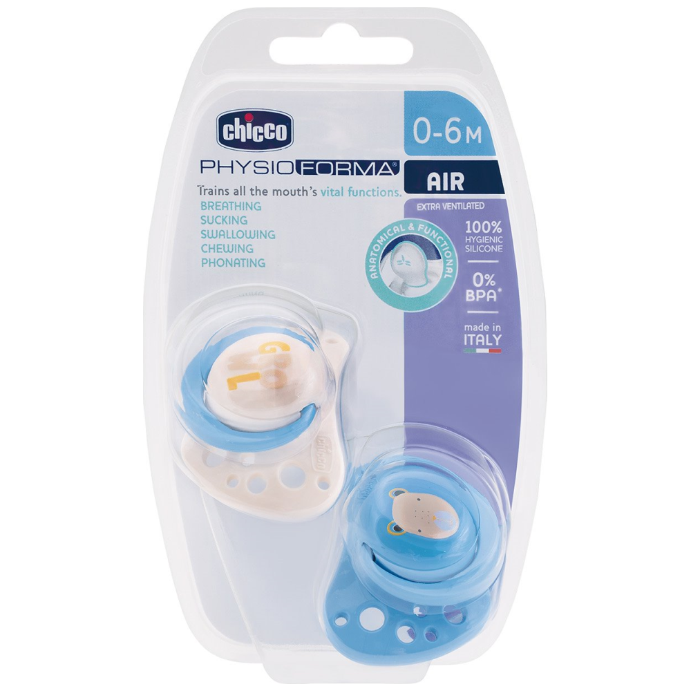 Chicco Πιπίλα Physio Air Μπεζ Σιελ 0-6 Μηνών 2τεμ