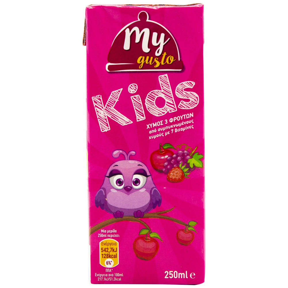 My Gusto Kids Xυμός 3 Φρούτων 250 ml