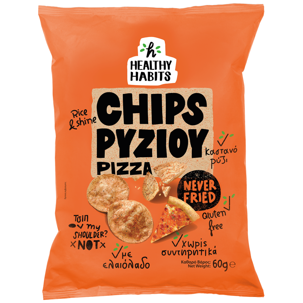 Healthy Habits Chips Ρυζιού Pizza 60gr