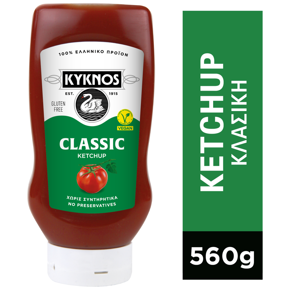 Kyknos Κέτσαπ Πλαστική Φιάλη Top Down 560gr