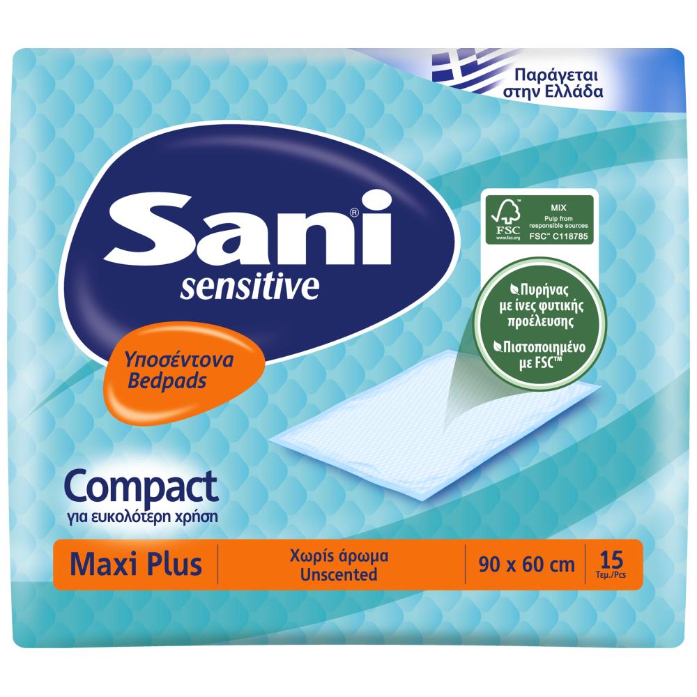 Sani Sensitive Υποσέντονα Ακράτειας Maxi Plus 15τεμ