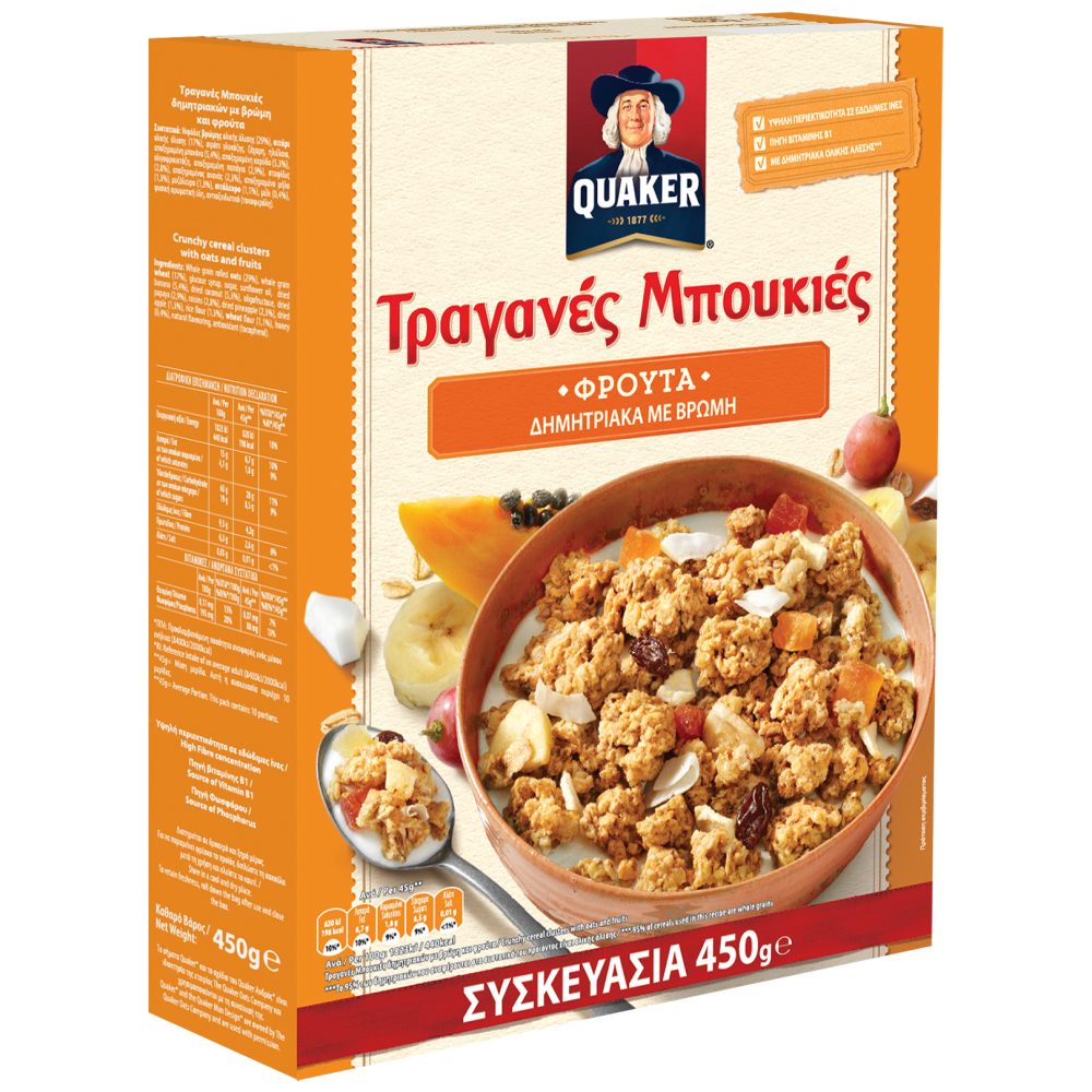Quaker Τραγάνες Μπουκιές Φρούτα 450gr