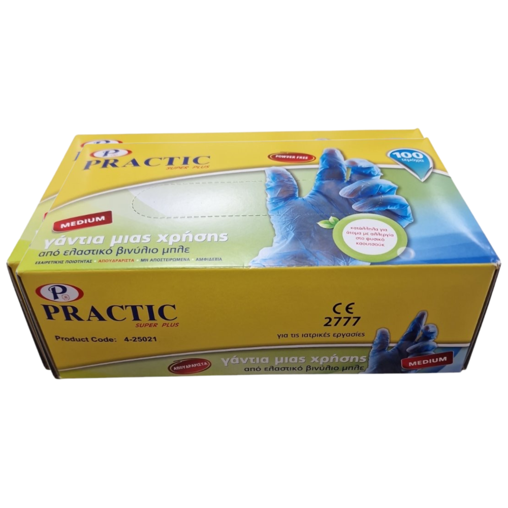 Practic Γαντια Βινυλίου Μπλέ Medium 100τεμ