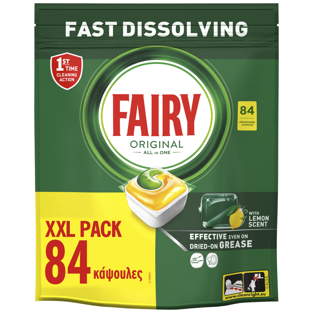 Fairy Ταμπλέτες Πλυντηρίου Πιάτων Original Λεμόνι XXL 84τεμ