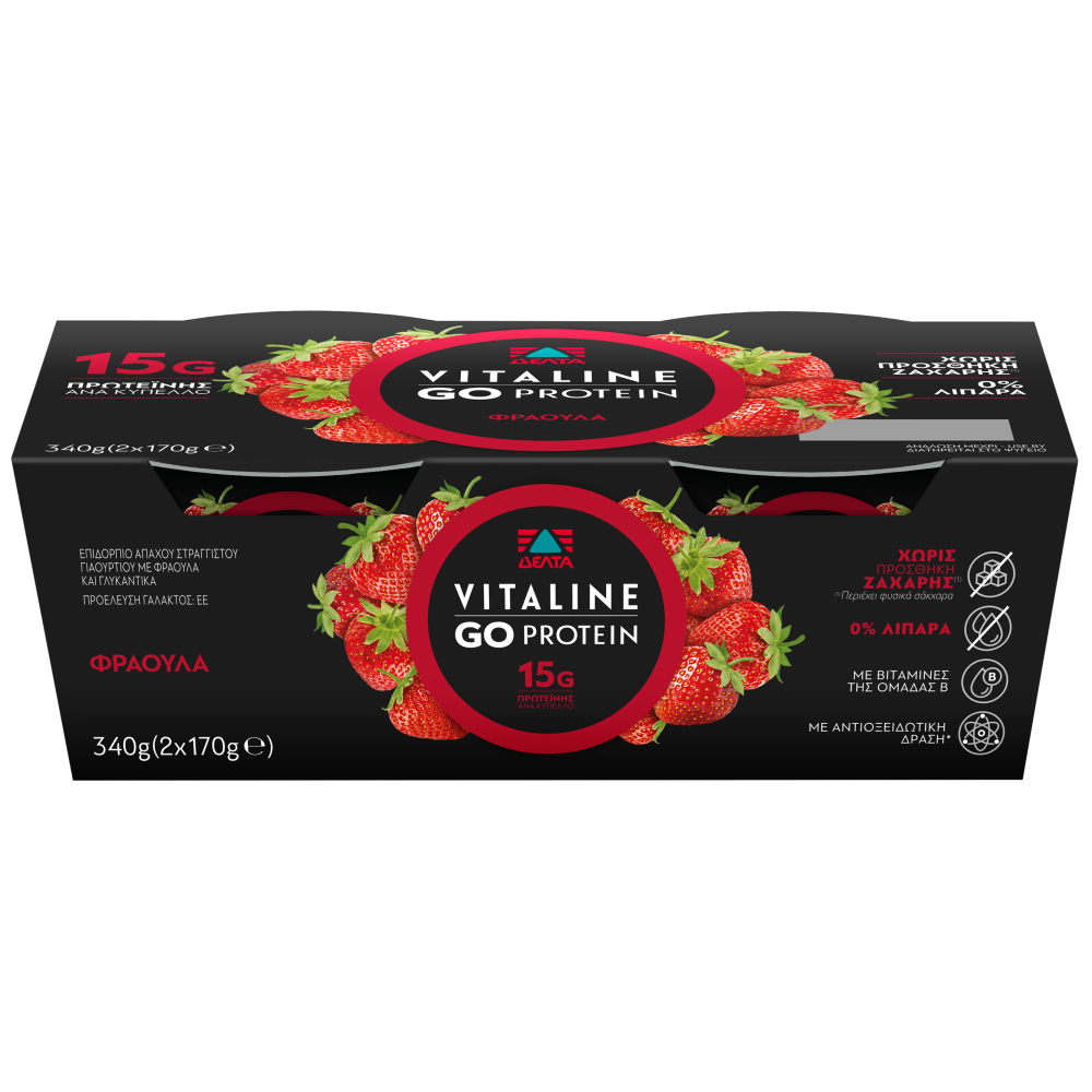 Vitaline Go Protein Επιδόρπιο Γιαουρτιού Φράουλα 2χ170gr