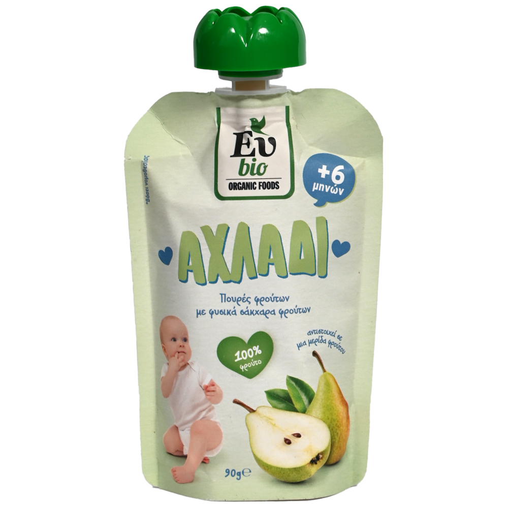 Ευ Bio Organic Food Πουρές Φρούτων Αχλάδι 90gr