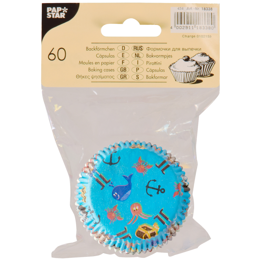 Pap Star Θήκες Κέικ Διάφορα Σχέδια Χάρτινες 2,5x6cm 60τεμ