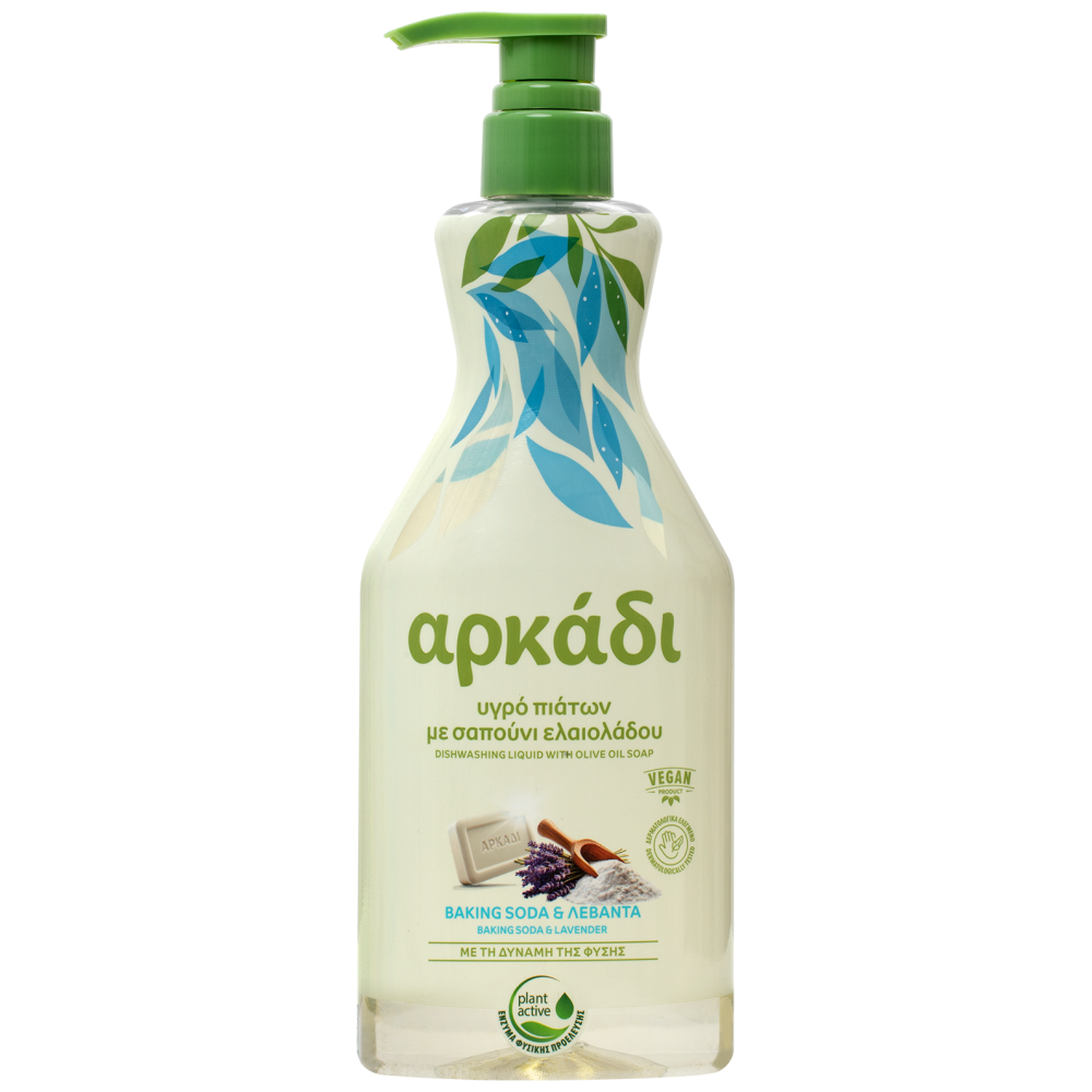 Αρκάδι Υγρό Πιάτων Μαγειρική Σόδα & Λεβάντα Αντλία 550ml