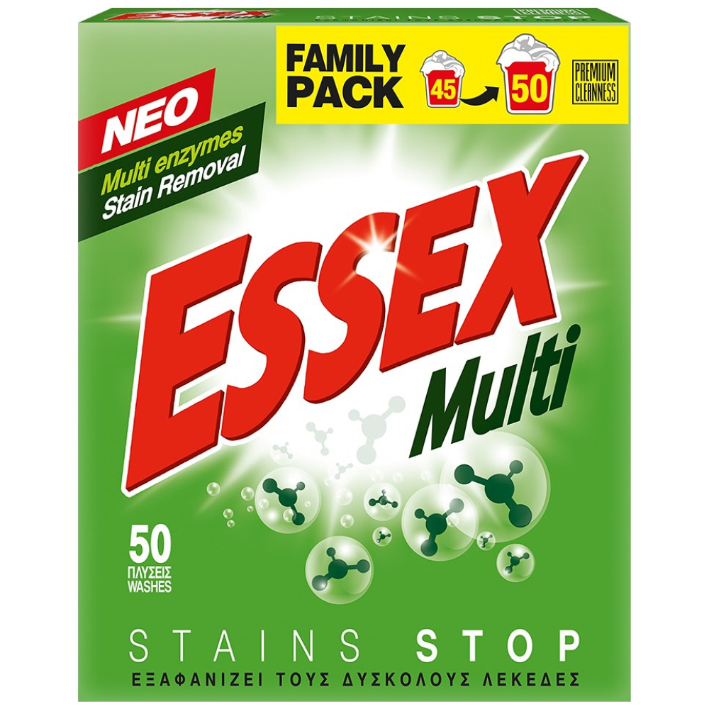 Essex Απορρυπαντικό Πλ. Ρούχων Multi Σκόνη 50μεζ 2,4Kg