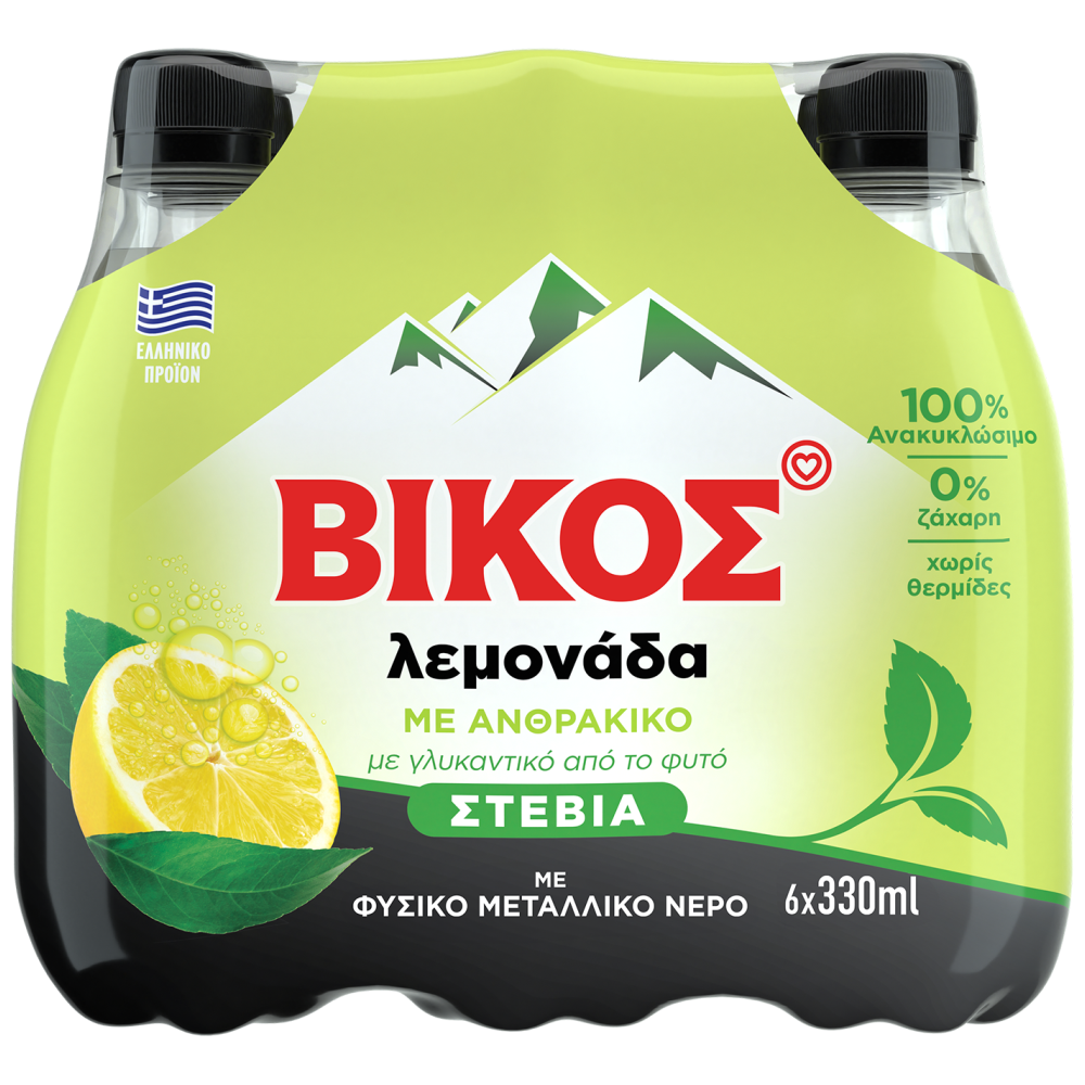 Βίκος Λεμονάδα Stevia 330ml 6τεμ