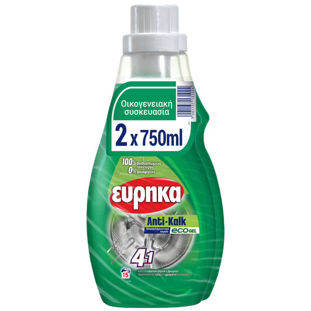 Εύρηκα Anti Kalk Αποσκληρυντικό Πλυντήριο Ρούχων Gel Eco 2x750ml