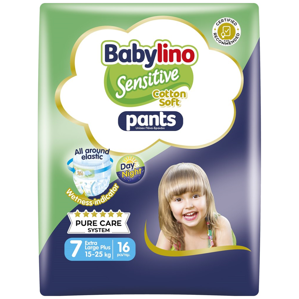 Babylino Πάνες Sensitive Cotton Soft Pants X-Large Plus No 7 15-25kg 16τεμ