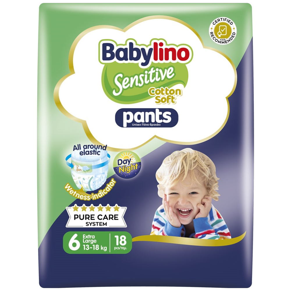 Babylino Πάνες Sensitive Cotton Soft Pants X-Large No6 13-18kg 18τεμ