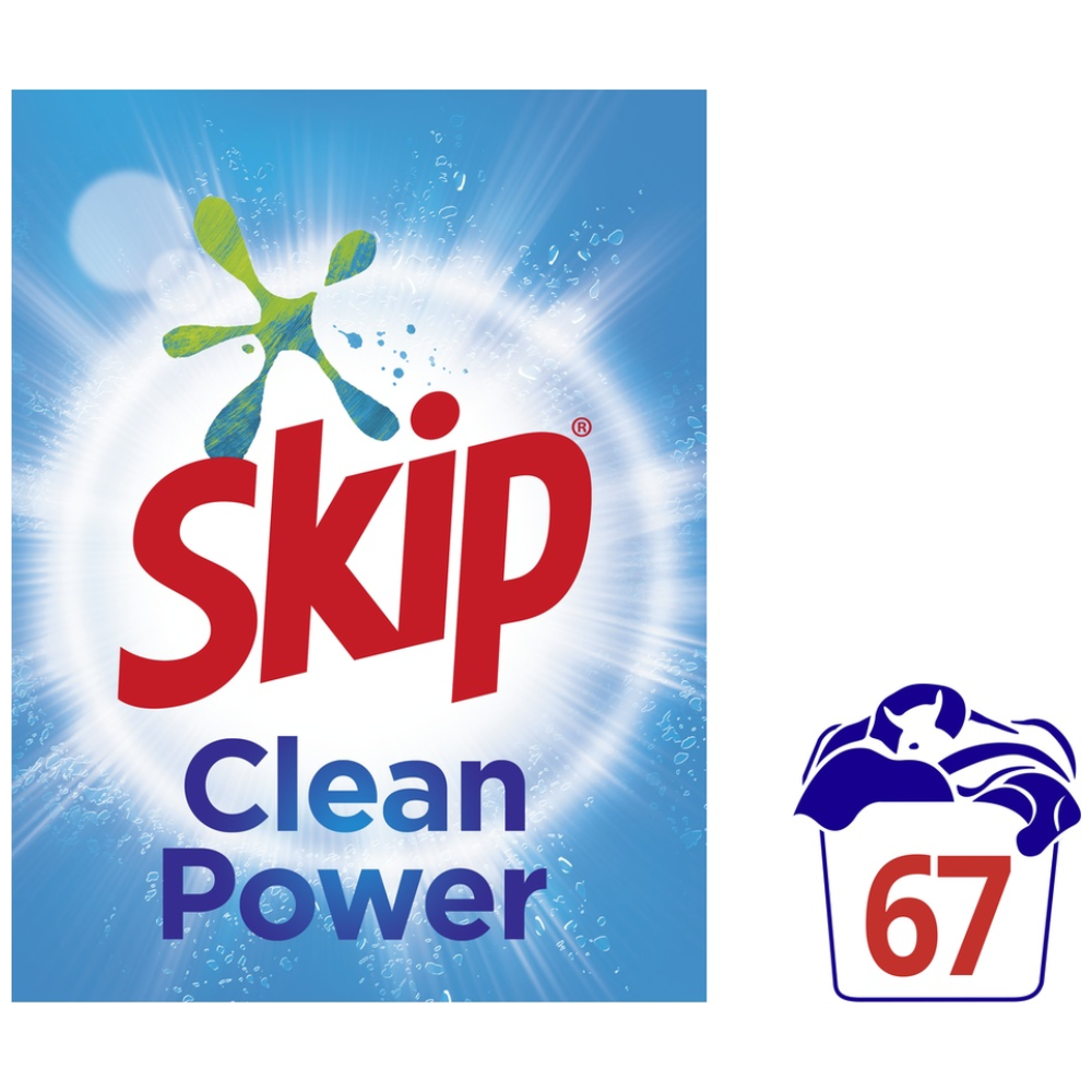 Skip Clean Power Απορρυπαντικό Πλυντηρίου Ρούχων Σκόνη 67μεζ 4,355Kg