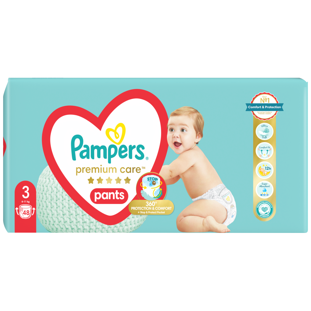 Pampers Πάνες Premium Care Pants Jumbo Pack (48τεμ) Νo3