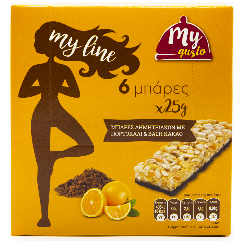 My Gusto My Line μπάρες κακάο-πορτοκάλι 6τεμ