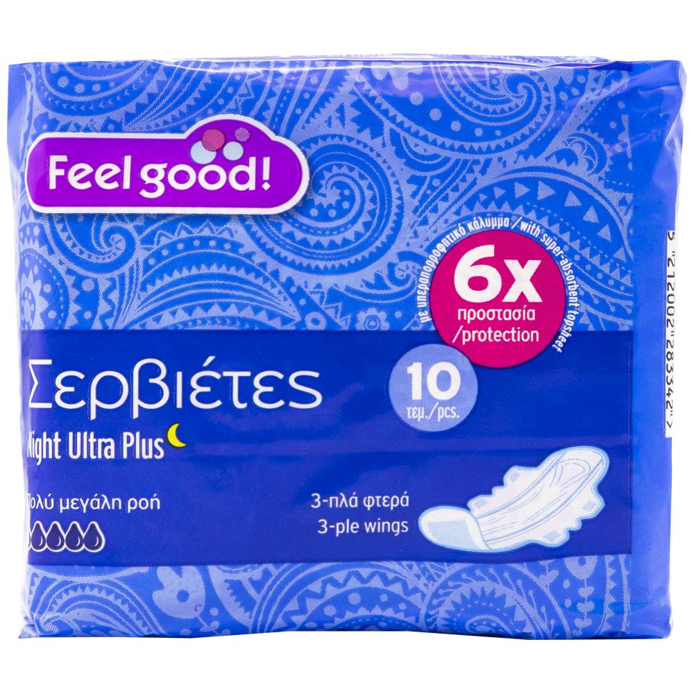 Feel Good! Σερβιέτες Ultra Plus Night 10 τεμ