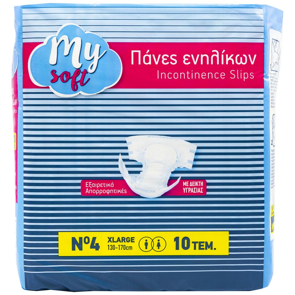 My Soft Ανοιχτές Πάνες Ακράτειας Νο4 Extra Large 10 τεμ