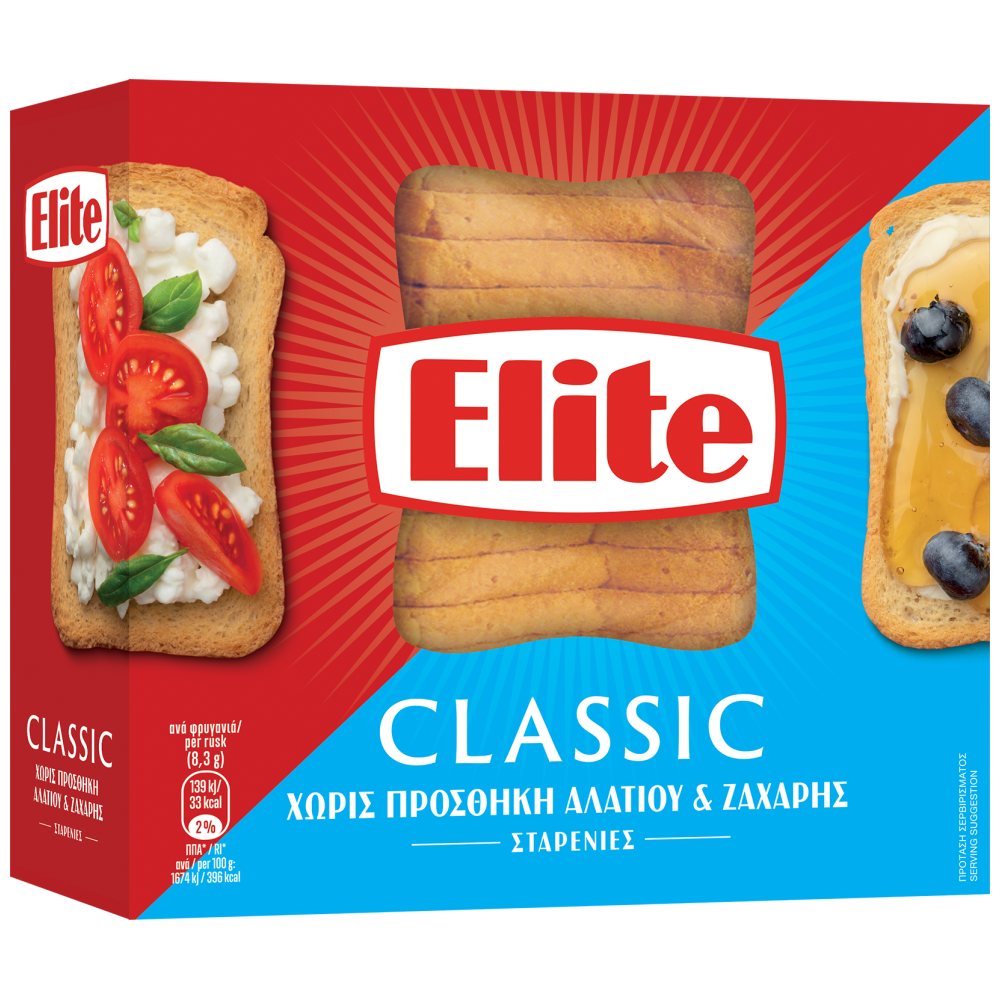 Elite Φρυγανιές Σίτου 0,4% Aλάτι 250gr