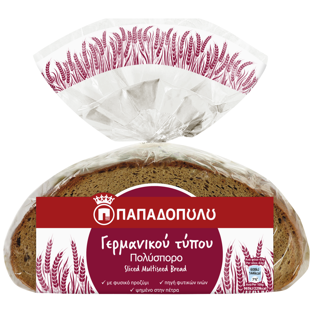 Παπαδοπούλου Ψωμί Γερμανικού Τύπου Πολύσπορο 500gr