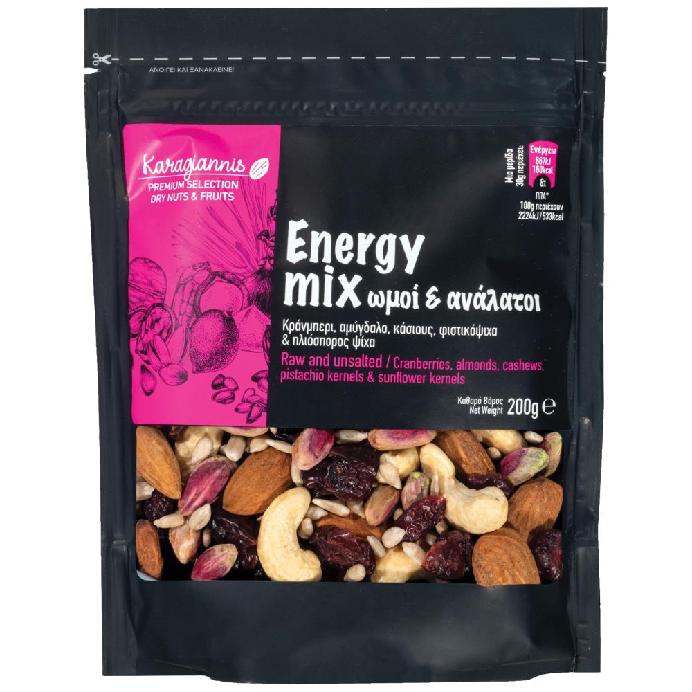 Premioum Ξηροί Κάρποι Energy Mix Ωμοί & Ανάλατοι 200gr