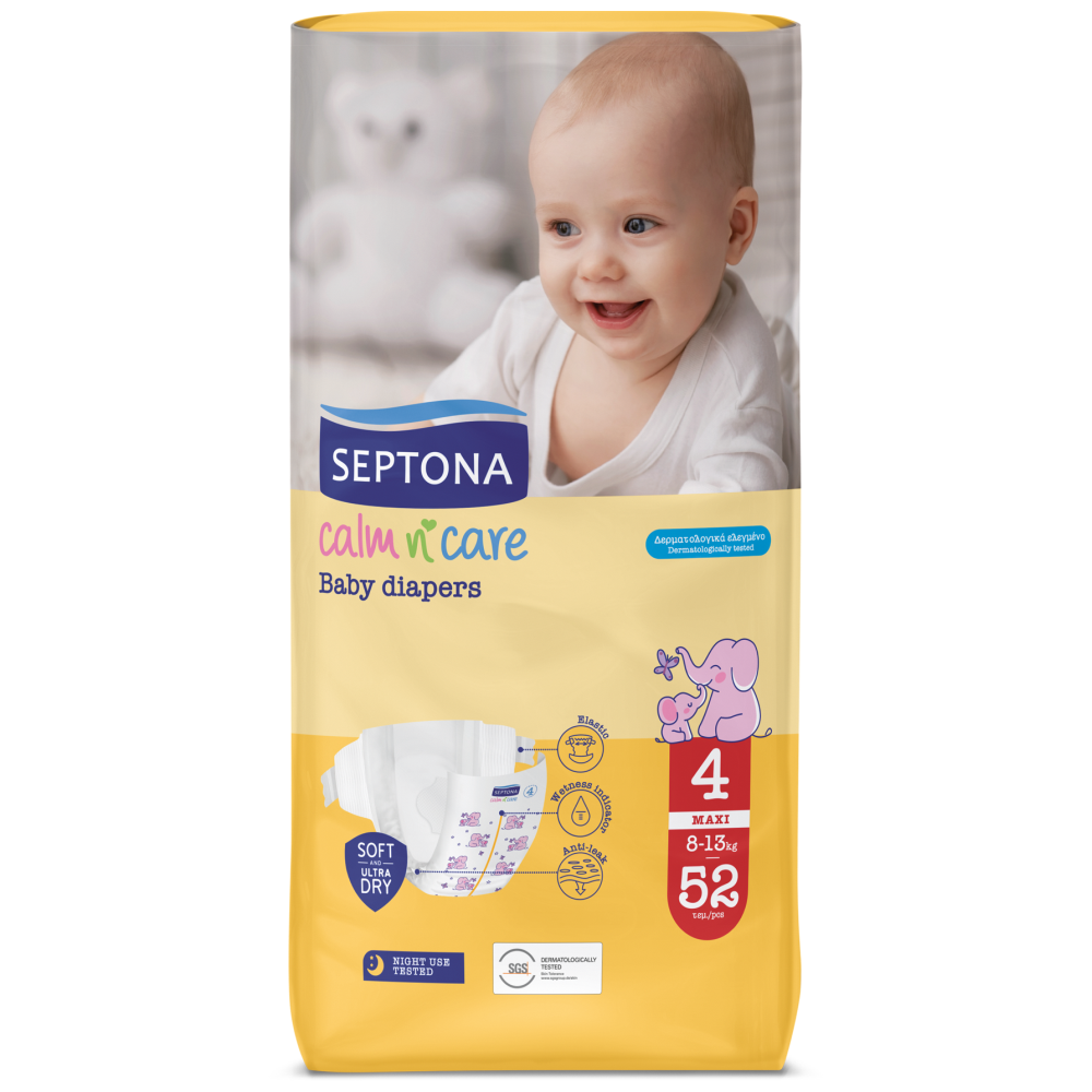 Septona Πάνες Calm N' Care Maxi N.4 8-13kg 52τεμ