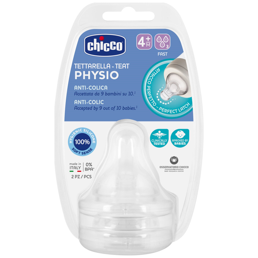Chicco Θηλή Σιλικόνης Γρήγορη Ροή 4Μ+ 2τεμ
