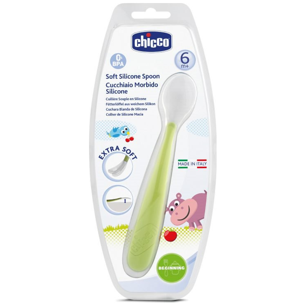 Chicco Κουτάλι Σιλικόνης Soft Πράσινο 6Μ+