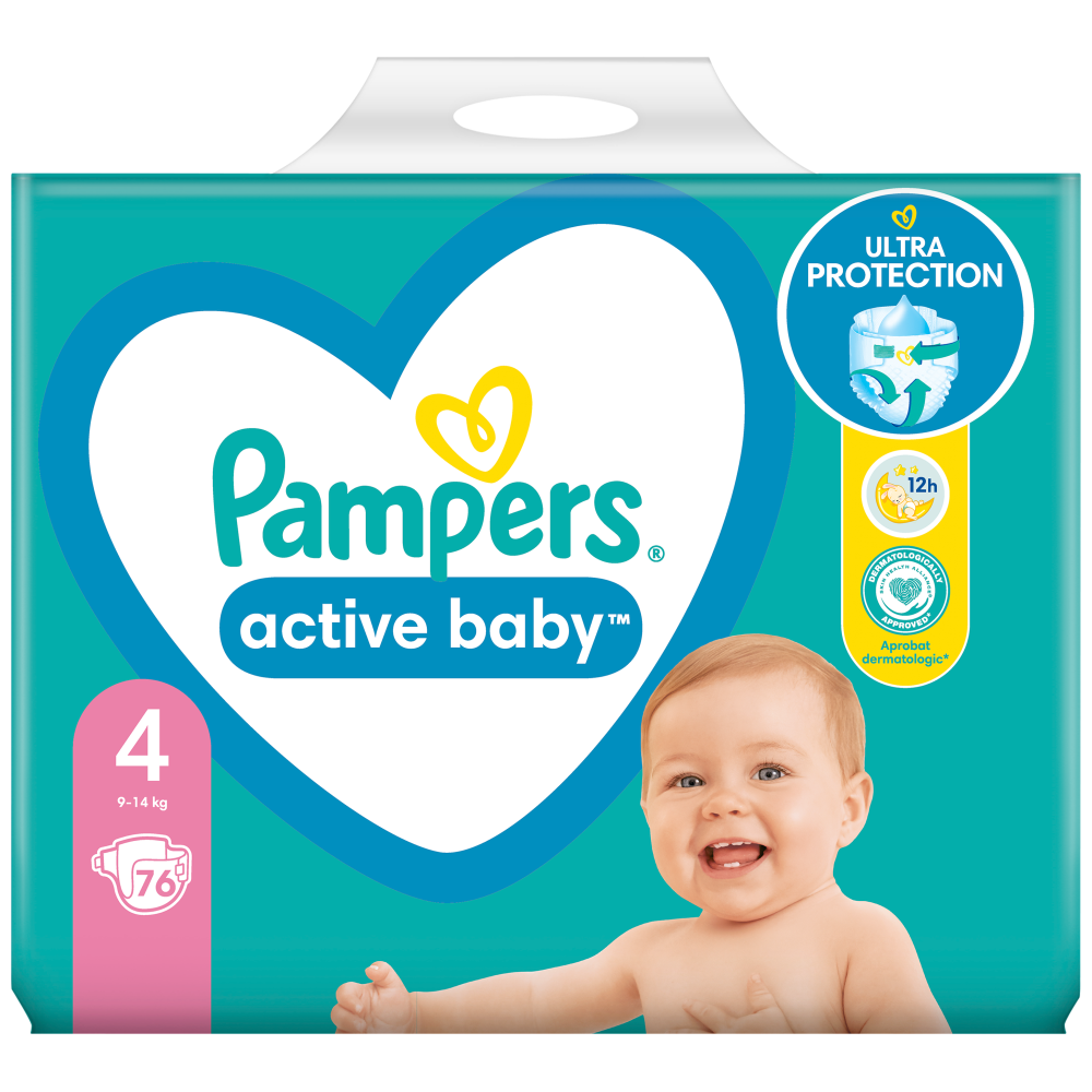 Pampers Πάνες Active Baby Giant Pack (76τεμ) Νο4