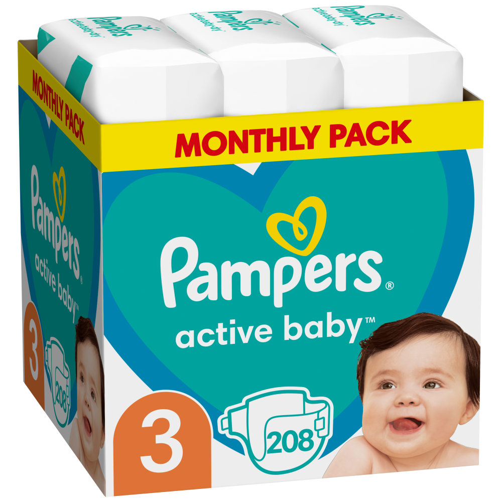 Pampers Πάνες Active Baby Monthly Pack (208τεμ) No3
