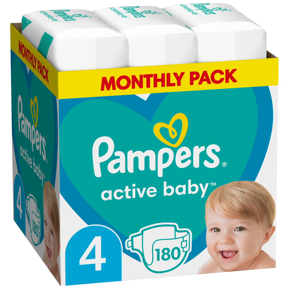 Pampers Active Baby Monthly Pack (180τεμ) Νο 4