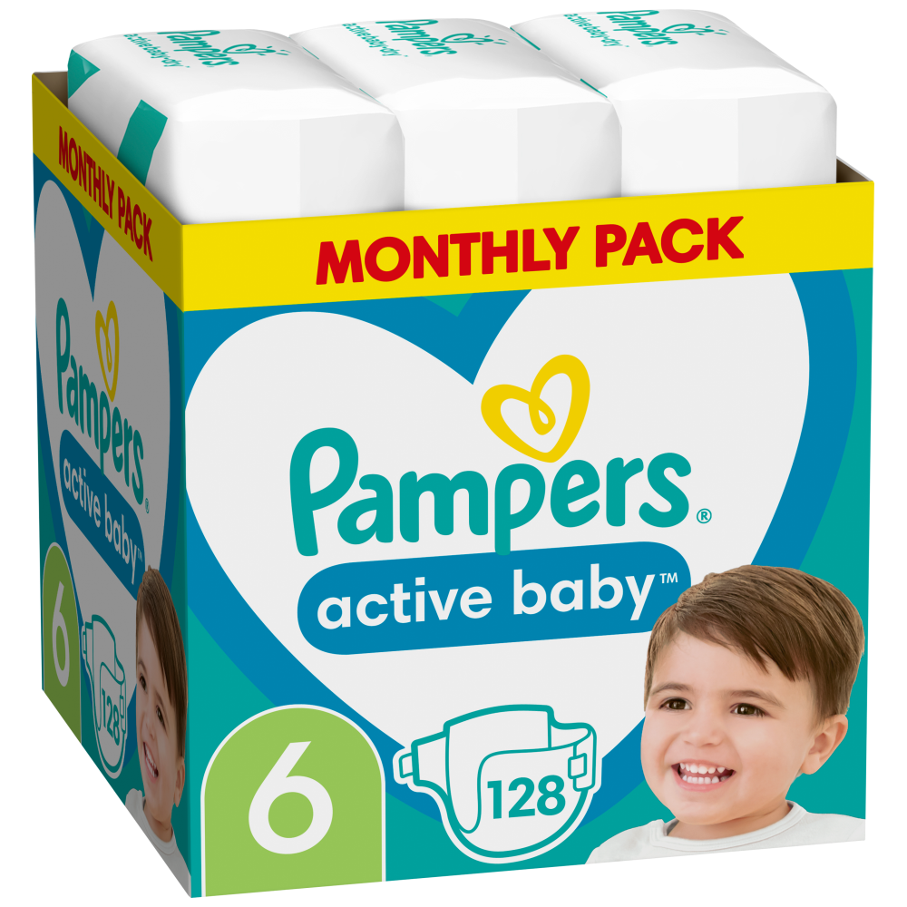 Pampers Active Baby Monthly Pack (128τεμ) Νο 6