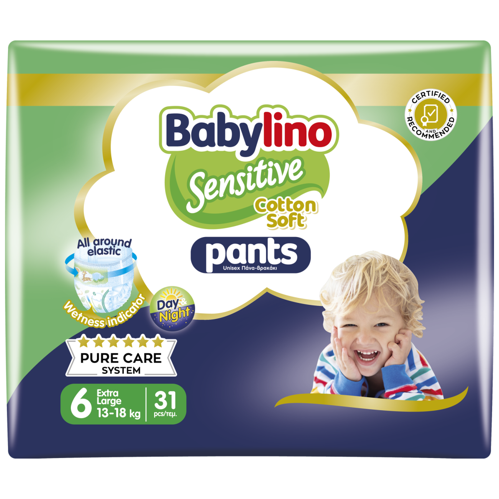 Babylino Πάνες Sensitive Cotton Soft Pants X-Large Νο6 13-18kg 31τεμ