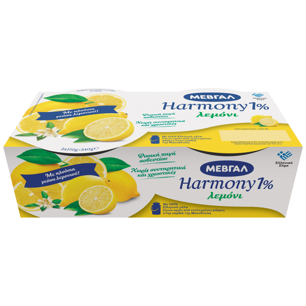 Μεβγάλ Harmony Επιδόρπιο Γιαουρτιού 1% Λεμόνι 2x170gr