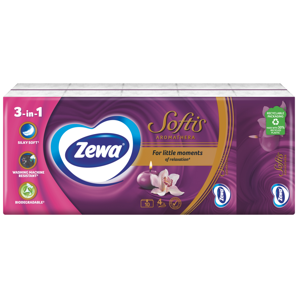 Zewa Softis Aromathera Χαρτομάντηλα 10άδα 0.220kg