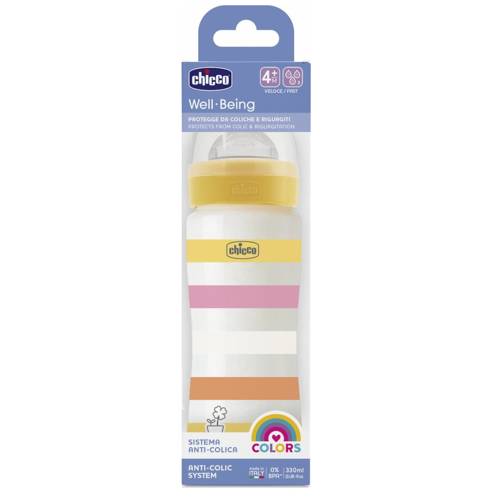 Chicco Μπιμπερό Πλαστικό Well Being Κορίτσι 4μ + 330ml