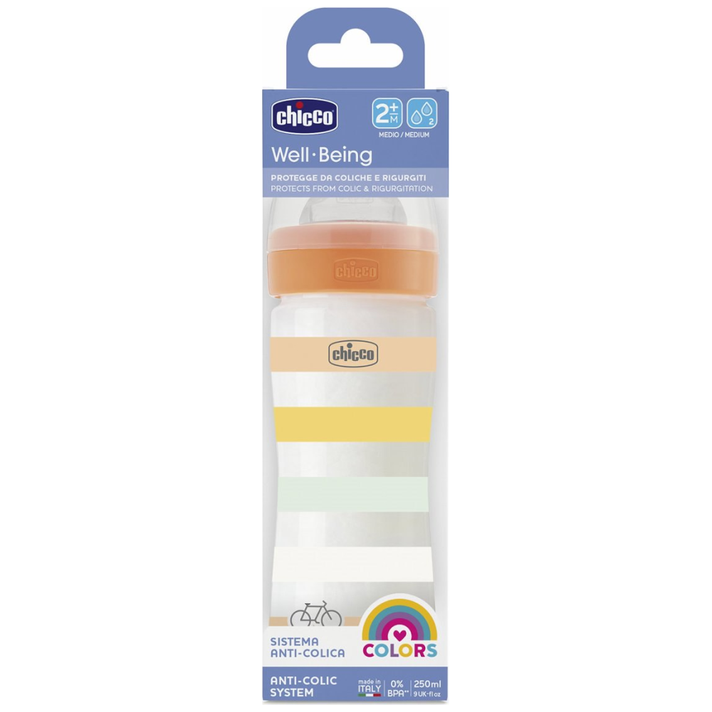 Chicco Μπιμπερό Πλαστικό Well Being Θηλή Σιλικόνης 2μ +250ml