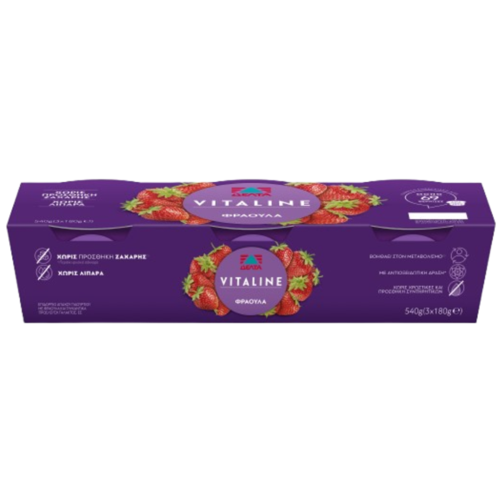Vitaline Επιδόρπιο Γιαουρτιού Φράουλα 3x180gr
