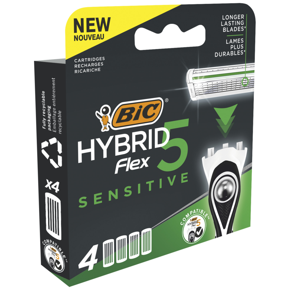 Bic Hybrid Flex 5 Ανταλλακτικά Για Ξυραφάκια Sensitive 4τεμ