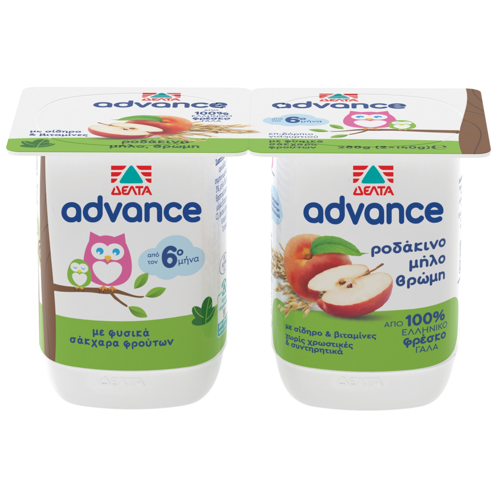Advance Επιδόρπιο Ροδάκινο-Μήλο-Βρώμη 2x140gr