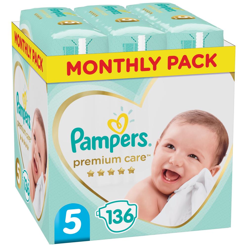 Pampers Πάνες Premium Care Monthly Pack (136τεμ) Νο5