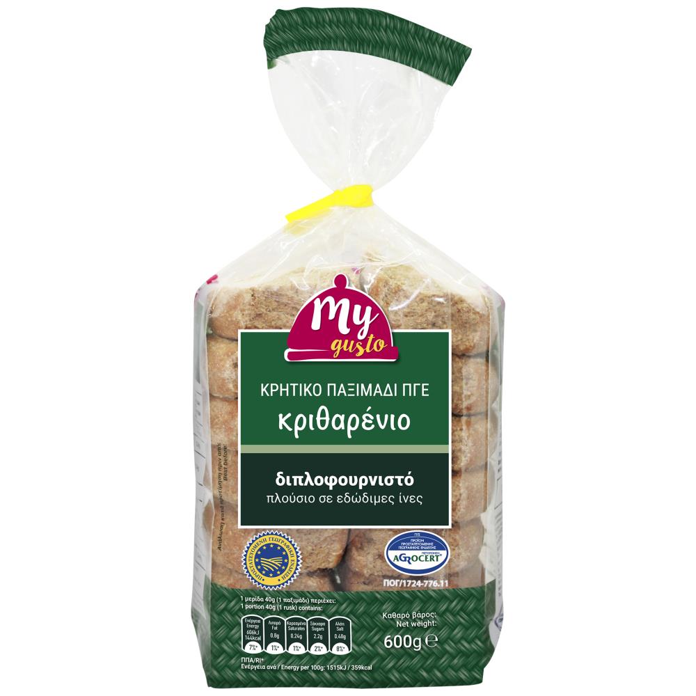 My Gusto Παξιμάδι Κριθαρένιο Κρητικό Π.Γ.Ε. 600gr