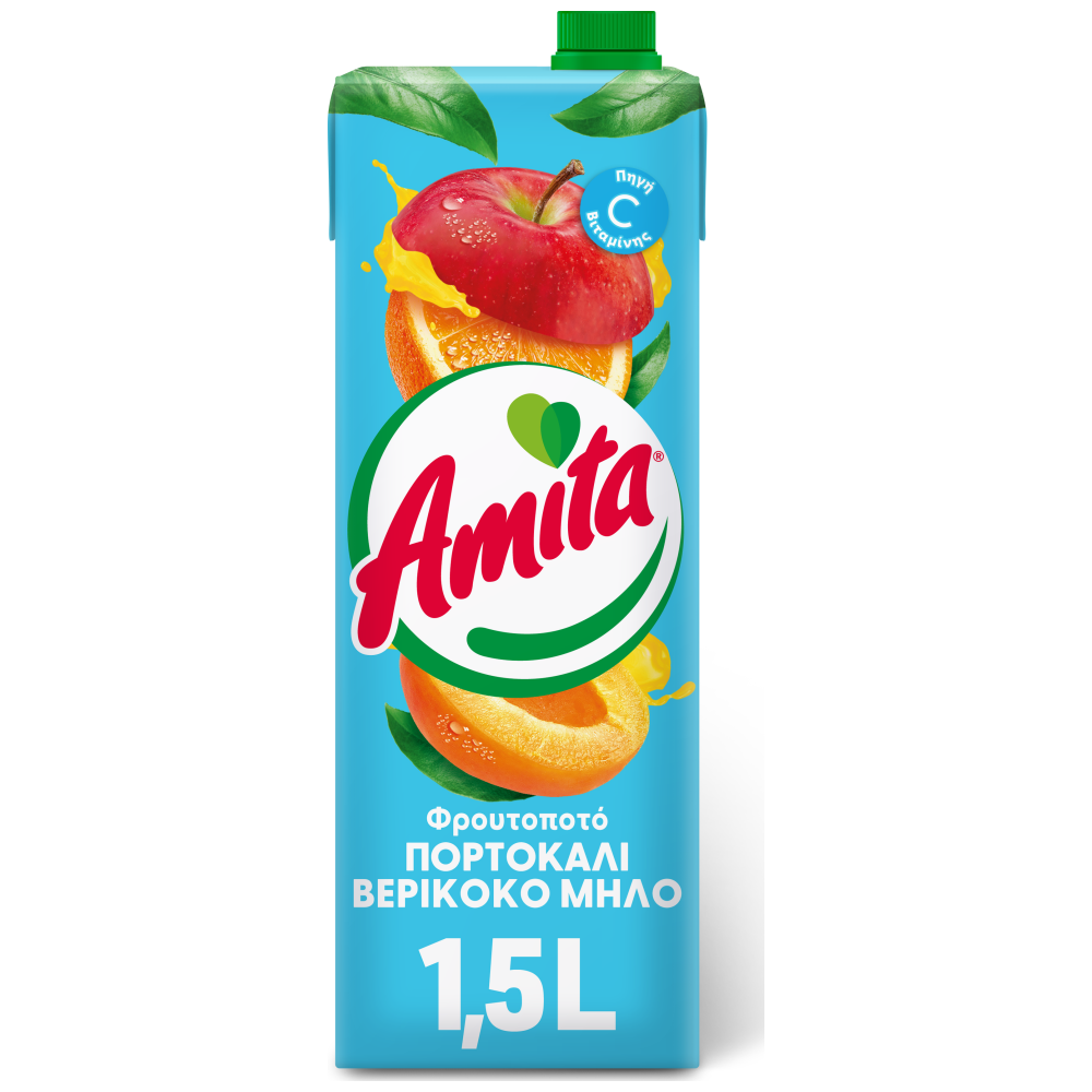 Amita Φρουτοποτό Πορτοκάλι, Βερύκοκο & Μήλο 1,5lt 1τεμ