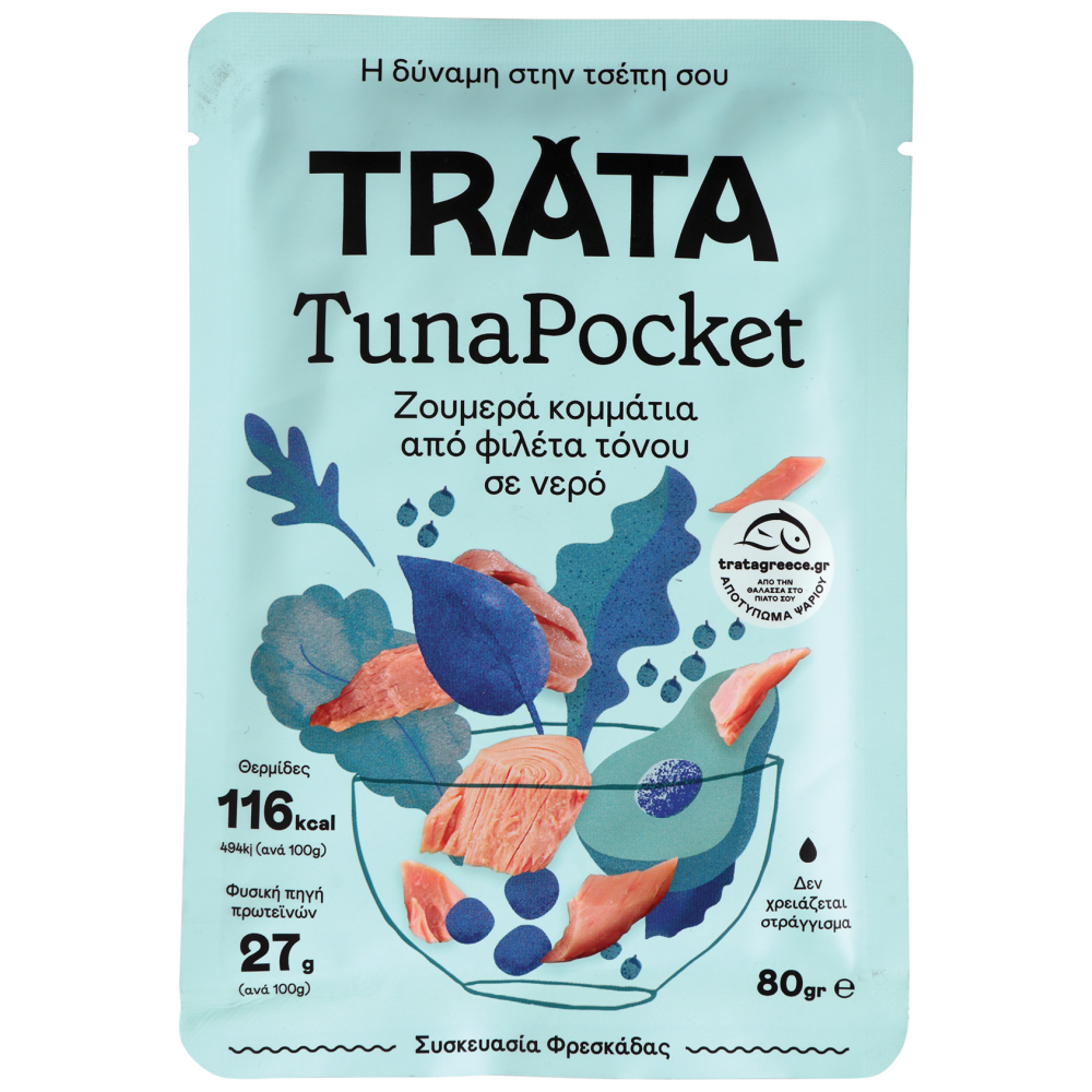 Trata Tuna Pocket Τόνο Σε Νερό 80gr (Στραγγ. Βάρος 72gr)