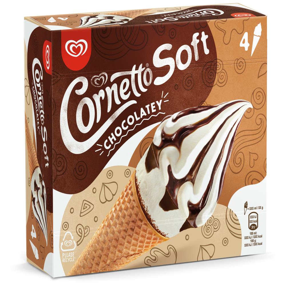 Algida Παγωτό Cornetto Soft 324gr(140ml) 4τεμ