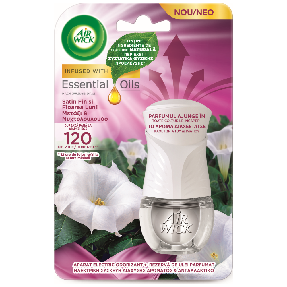 Airwick Ηλεκτρική Συσκευή Satin & Moon Μετάξι & Νυχτολούλουδο 19ml