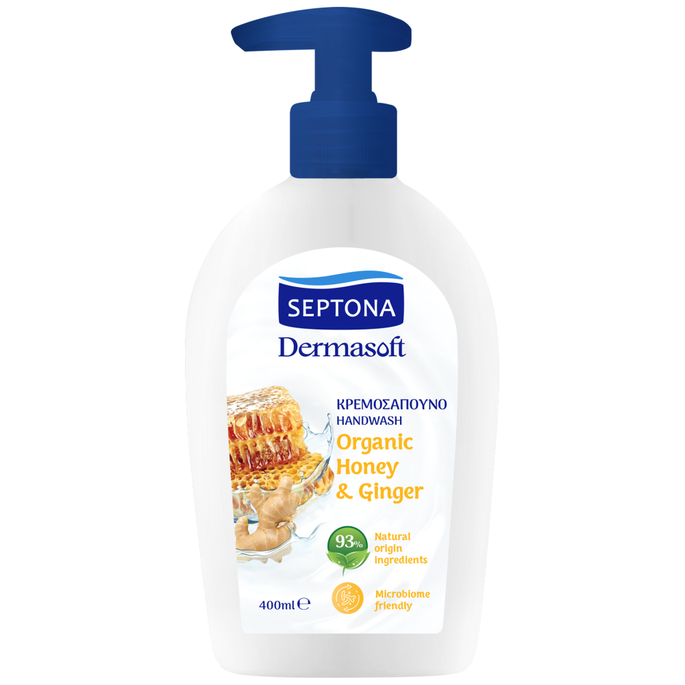 Septona Dermasoft Κρεμοσάπουνο Organic Honey & Ginger 400ml