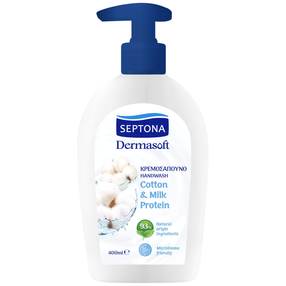 Septona Dermasoft Κρεμοσάπουνο Άντλια Cotton & Milk 400ml